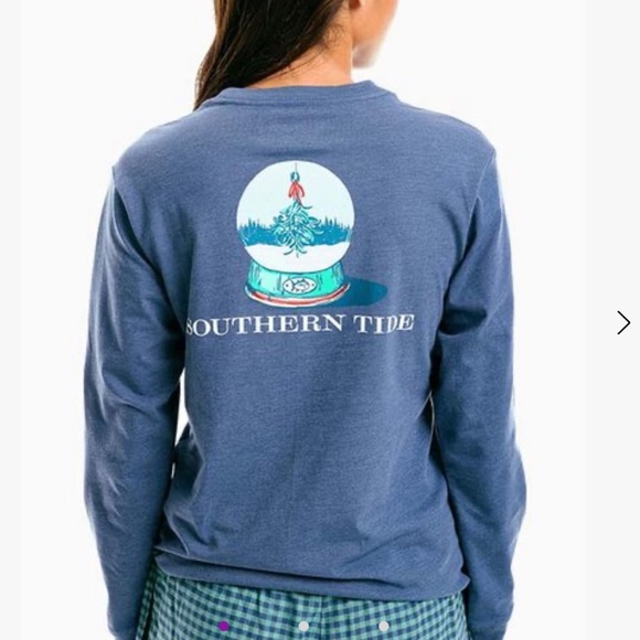 SOUTHERN TIDE Women’s Catching Snow Mistletoe Heather‎ T-Shirt Blue Size Small - Picture 1 of 7